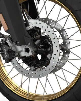 We see the rims in anodised gold.