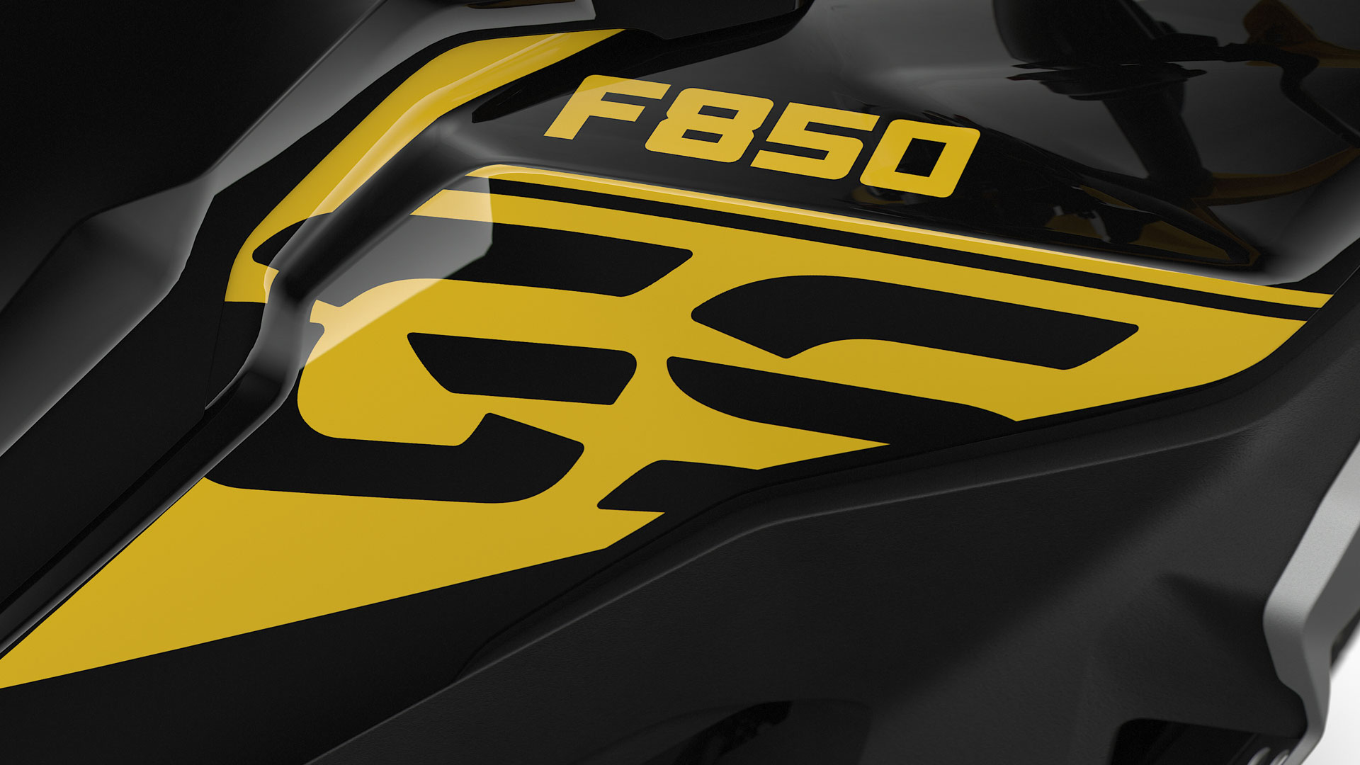 We see the black-yellow colour scheme in three-quarter view.
