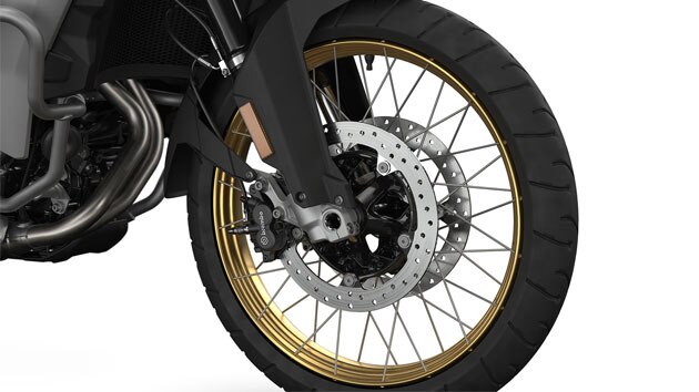 We see the rims in anodised gold.