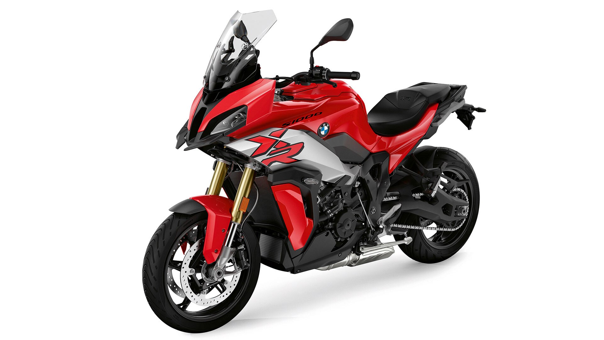 Vue frontale trois-quarts de la S 1000 XR.